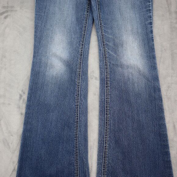Iei Pants Womens 3 Blue Sophia Hipster Flare Mid Rise Medium Wash Denim Jeans - Picture 9 of 16